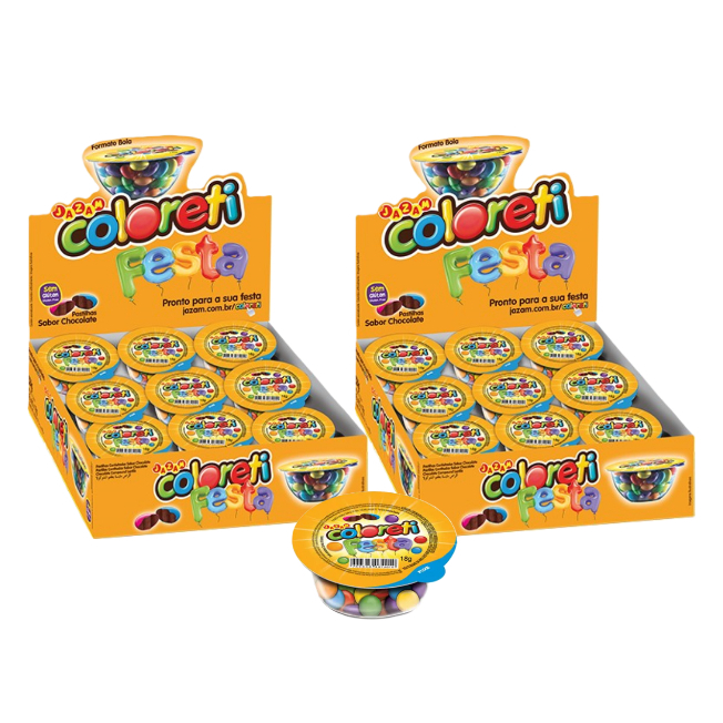Kit C/2 Confete Chocolate Coloreti Festa Tradicional Com 18 unidades - Jazam Alimentos em Oferta na Shopee