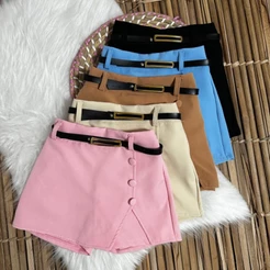 SHORTS SAIA INFANTIL MENINAS ALFAIATARIA MODA MENINAS