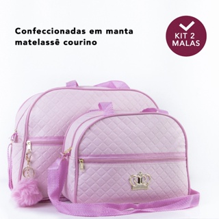 Kit Bolsa Maternidade 2 peças Varias Cores Lisas Mala Maternidade Mochila Maternidade Menino Menina C/ POMPOM em Oferta na Shopee