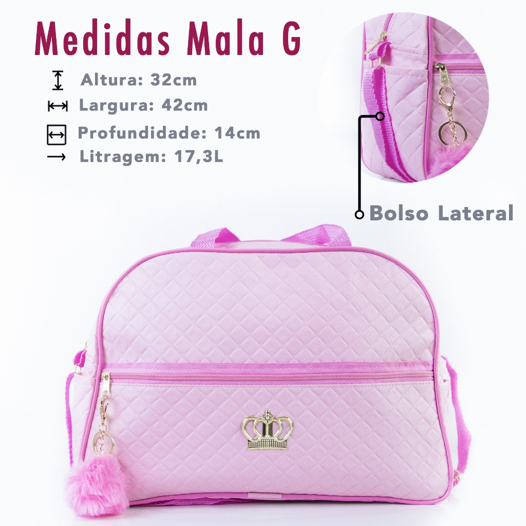 Kit Bolsa Maternidade 2 peças Varias Cores Lisas Mala Maternidade Mochila Maternidade Menino Menina C/ POMPOM — imagem 2 de 2