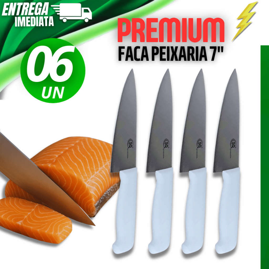 Jogo 06 Faca Facas Peixeira7 Polegadas Linha Garbo Variáveis Utilidades Multiuso Qualidade Garantida