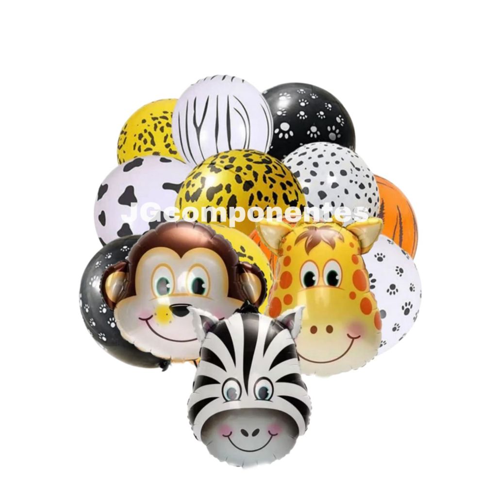Kit Balão Metalizado Safari Bichinhos Balão Para Festa