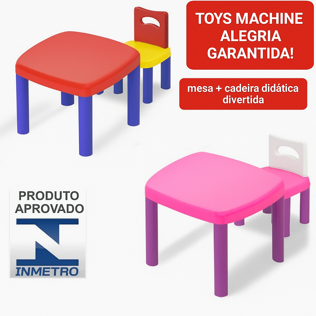 Kit Mesa+Cadeira Infantil Didática Colorida c/Opção de cadeira avulsa vendido separadamente CONFIRA!