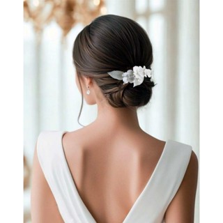Arranjo Grinaldas Pérolas Floral Folha Prata Branco de Porcelana para Penteado Noiva Casamento Festa em Oferta na Shopee