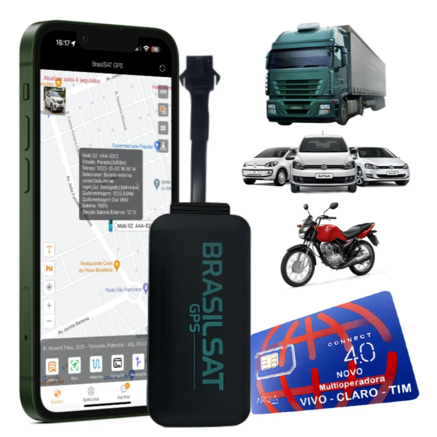 Rastreador Veicular Gps Carro Eletrico Moto Caminhao Chip Com Aplicativo Em Tempo Real em Oferta na Shopee