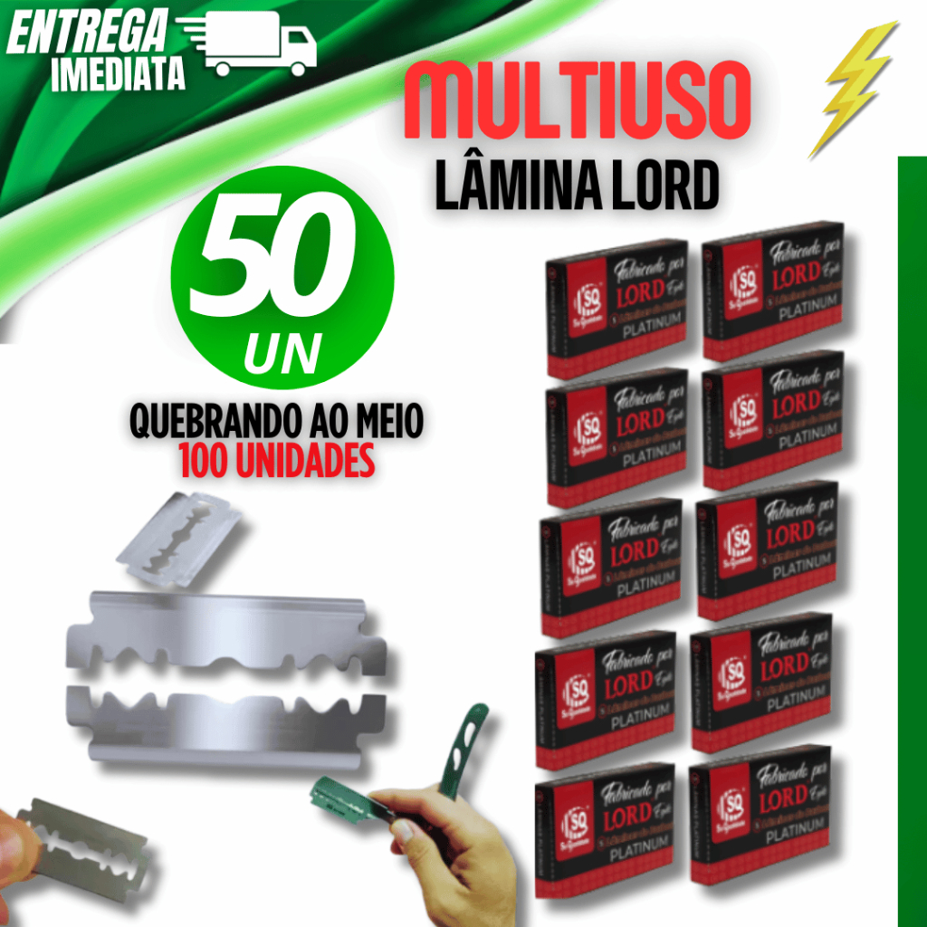 50 Unidades  Lâmina  Barbear LORD PLATINUM Profissional Gillete Barbeiros Variáveis Utilidades