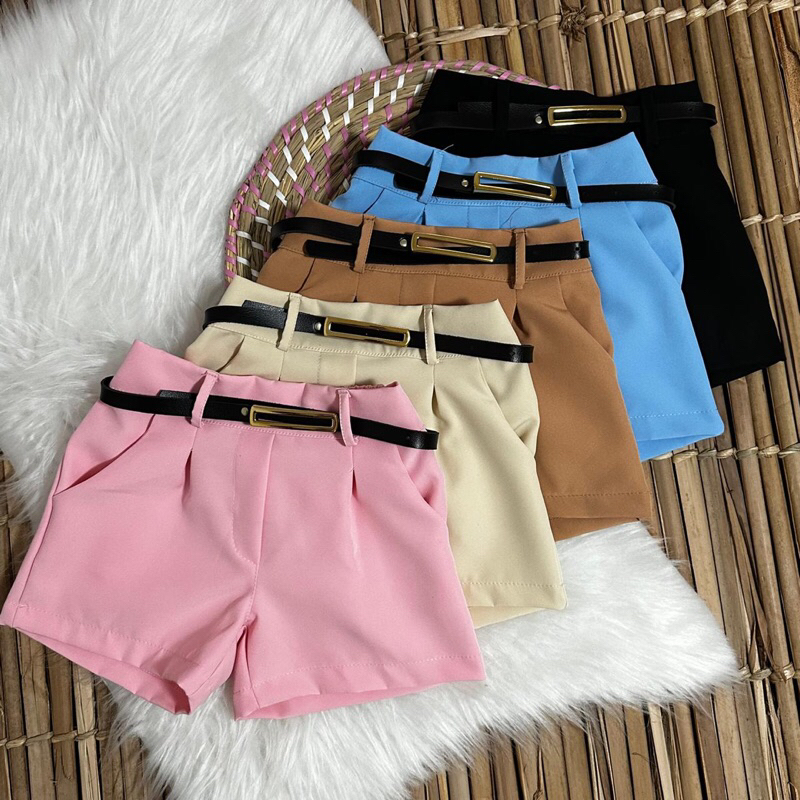 SHORTS INFANTIL MENINAS ALFAIATARIA COM CINTO MODA MENINAS em Oferta na Shopee