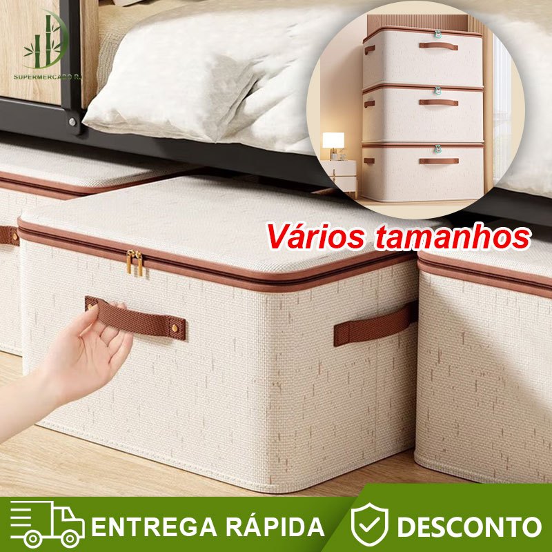 Caixa de armazenamento de roupas de algodão  tecido cesta dobrável quarto de roupas grande
