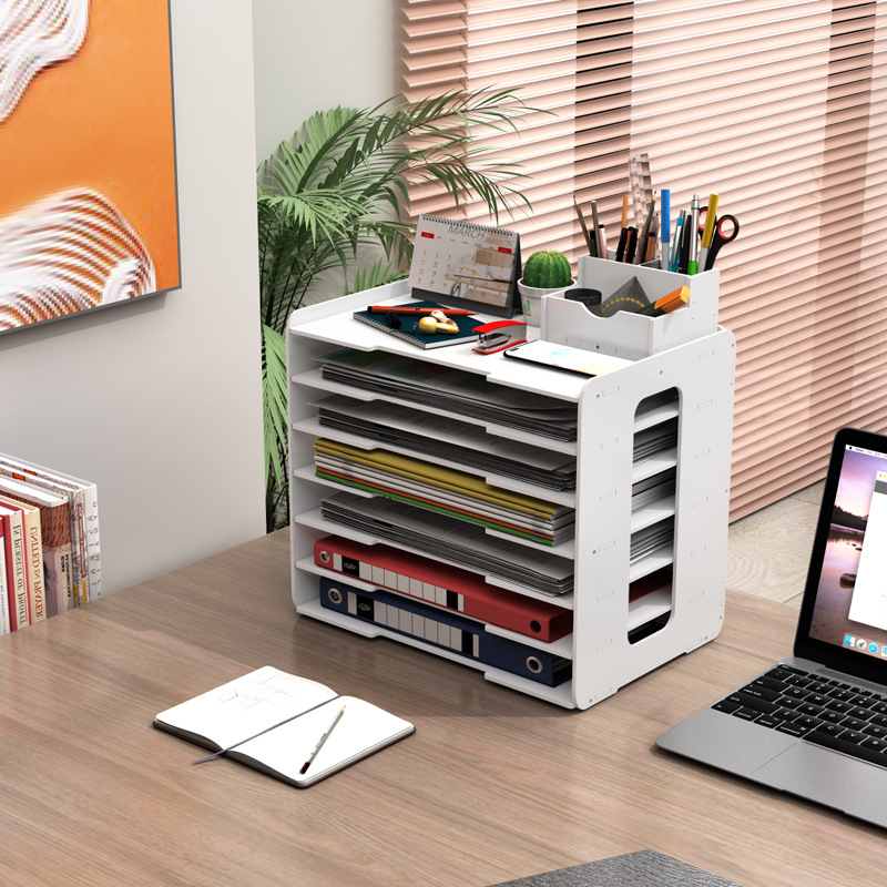 Organizador De Mesa 4 Níveis Para Documentos E Escritório - Gaveteiro Multifuncional Com Prateleiras