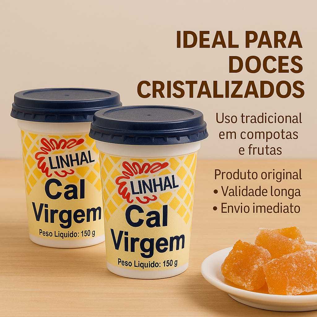 2 Potes de Cal Virgem 150g cada Para Doces e Fruta ...