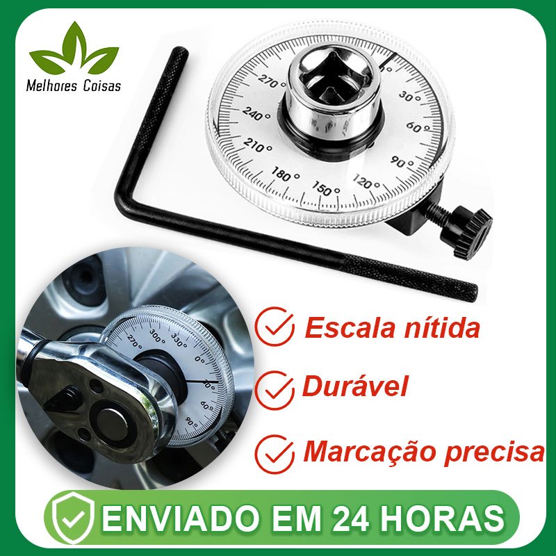 Transferidor Medidor De Grau Com Torquimetro Aperto 1/2 Para Aperto Em Torquímetro Corneta