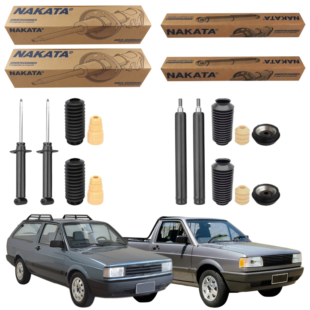 KIT 4 AMORTECEDOR PARATI E SAVEIRO QUADRADA DE 84 A 96 ORIGINAL NAKATA + KITS