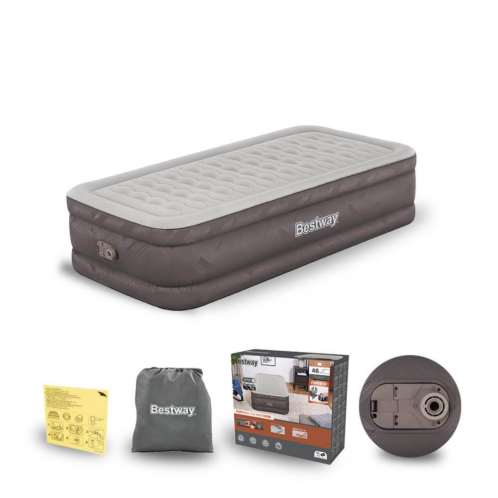 Colchão Inflável Solteiro Twin Fortech Plus 180kg + Bomba Embutida + Bolsa Bestway - Home & Living