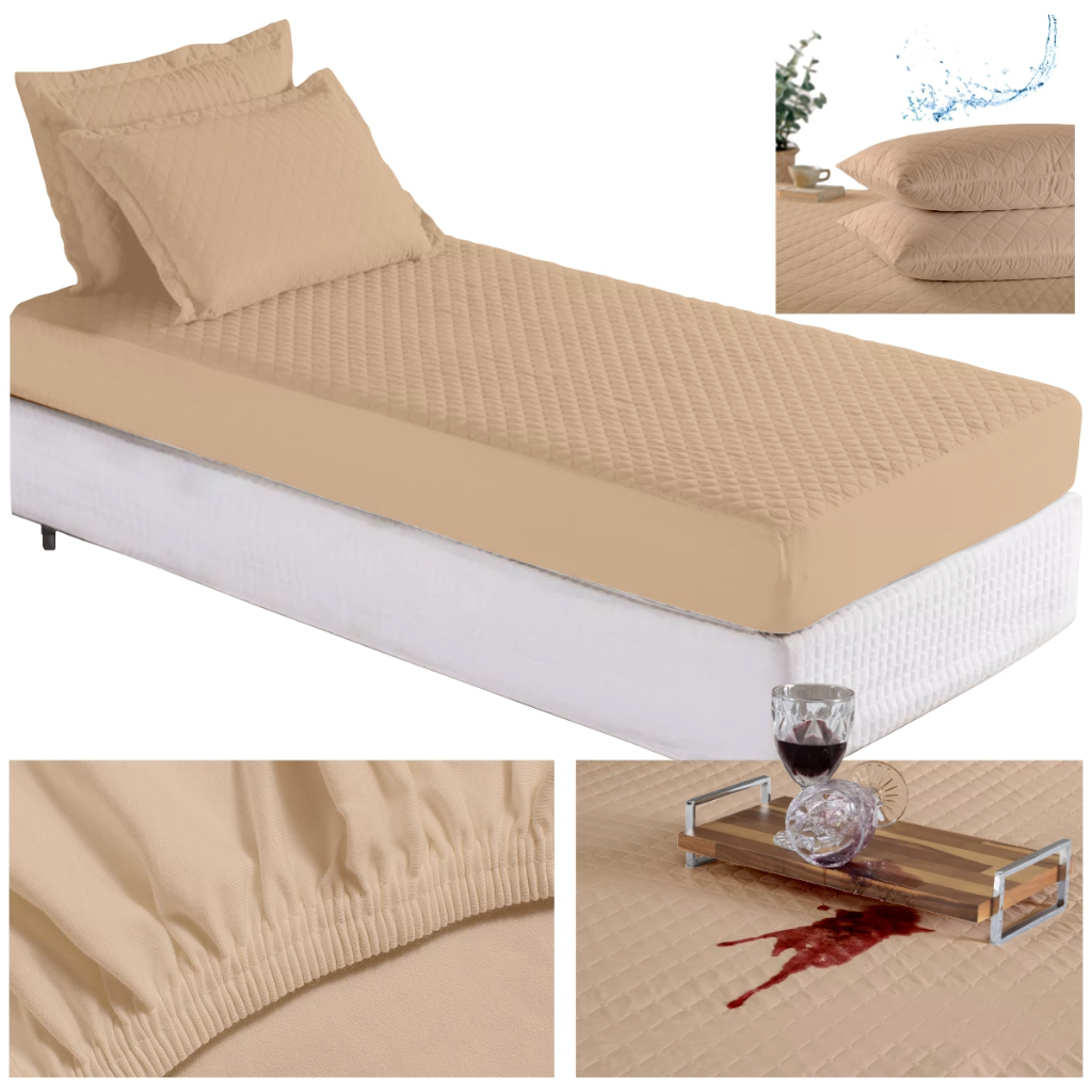 Capa Protetora de Colchao e Lencol Impermeavel Com Elastico 2 em 1 Solteiro Kit Com 2 Peças em Oferta na Shopee