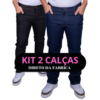 Kit 2 Calça Jeans masculina Reta para Trabalho Lycra com Elastano em Oferta na Shopee