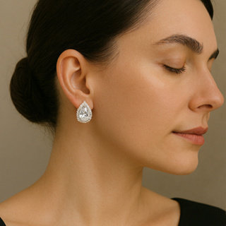 BRINCO FEMININO GOTA PEDRA ZIRCÔNIA CRISTAL BANHO PRATA E OURO em Oferta na Shopee