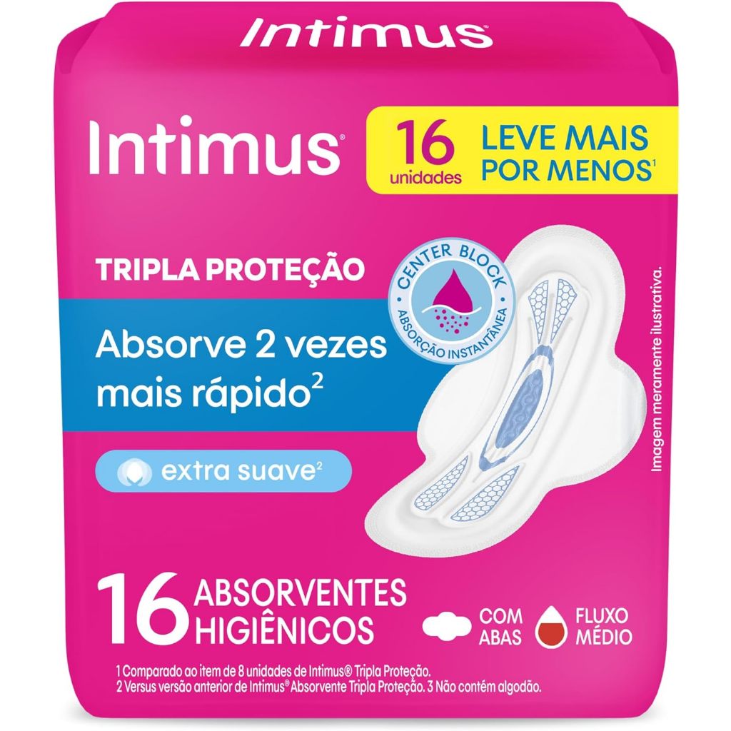 Absorvente Intimus Tripla Proteção Extra Suave Com Abas Leve 16 Pague 14 em Oferta na Shopee