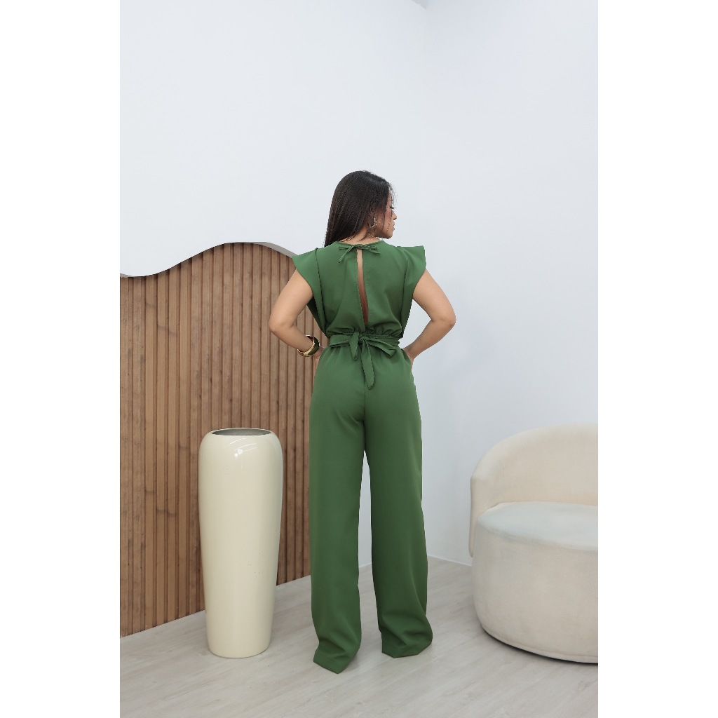 Macacão Luxuoso Alfaiataria com Bolso, Amarração Atrás ou na Frente.