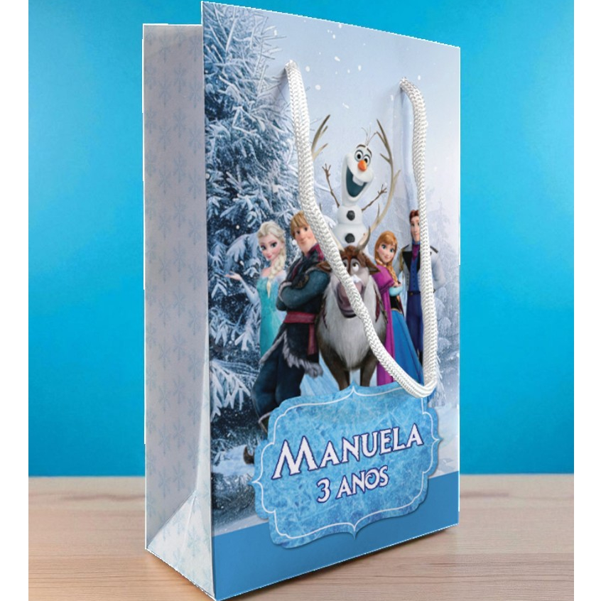 Sacolinha Frozen Personalizada Kit Festa Azul Lembrancinha Kit Festa Princesa Princesas Sacola Elsa Anna
