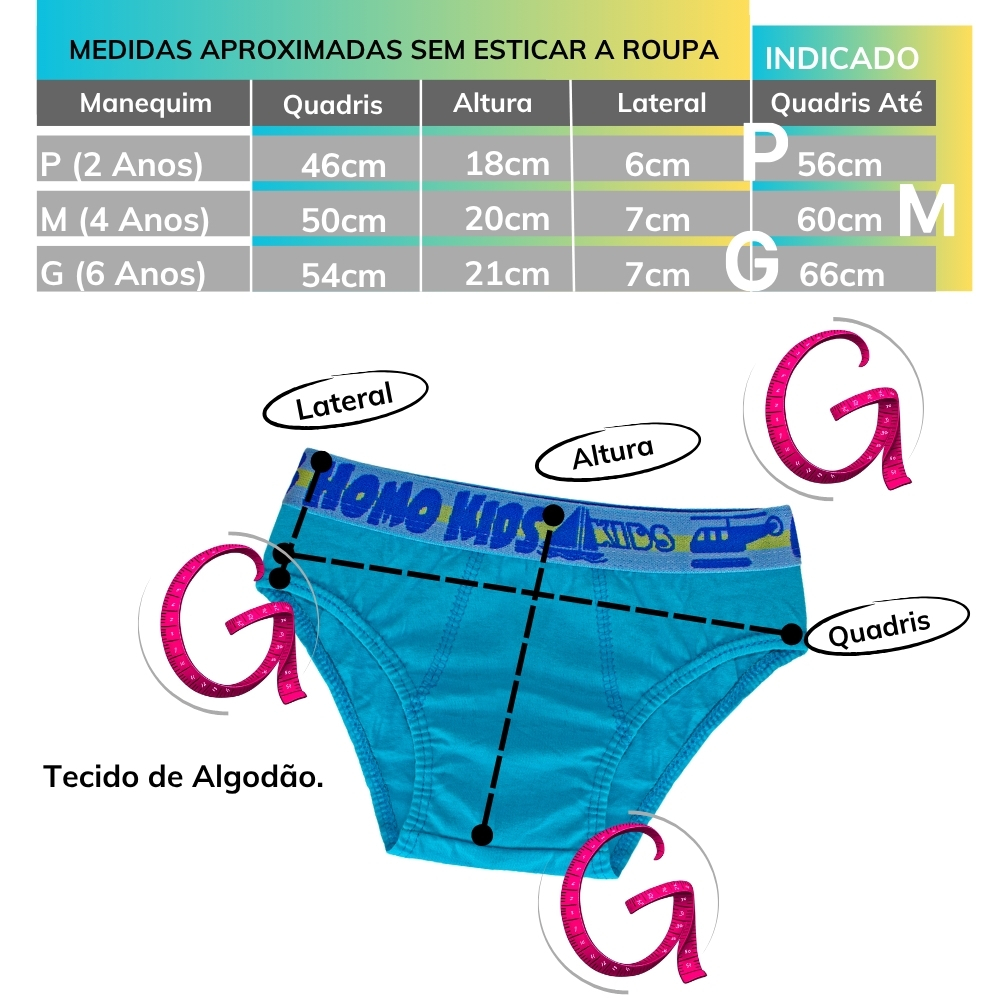 kit 10 cueca para criança cós largo menino tradicional forrada liso roupa intima infantil