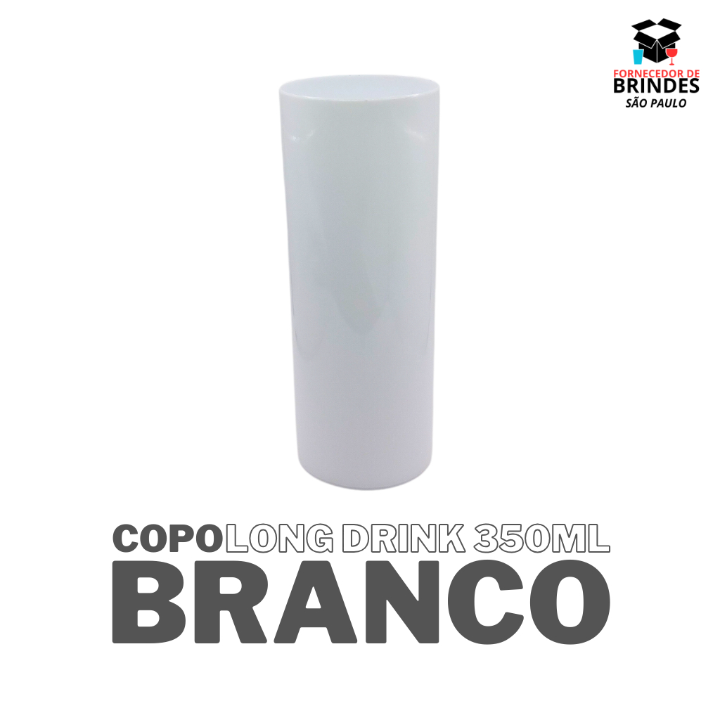 COPO LONG DRINK 350ML - LISO BRANCO - ACRILICO PARA EVENTOS E FESTAS