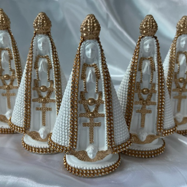 5 Imagens de Nossa Senhora Aparecida Branca Lembrança Batizado Casamento– 15cm