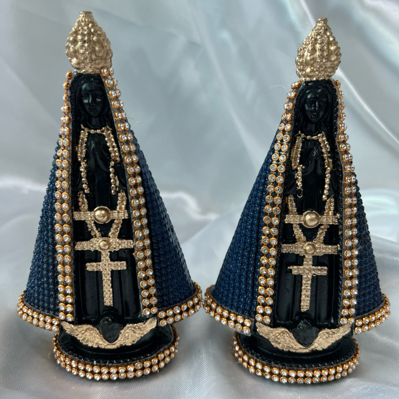 2 Imagens de Nossa Senhora Aparecida Azul Lembrança Batizado Casamento – 15cm cada