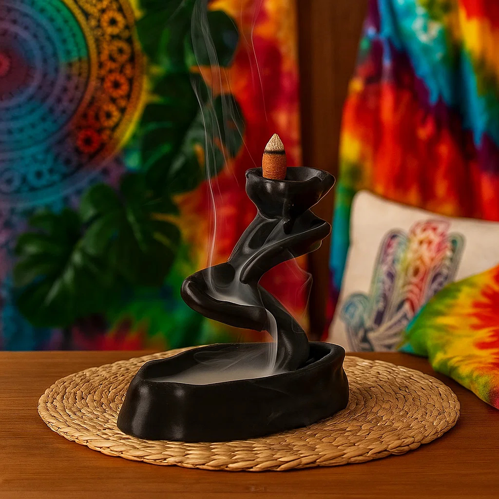 Imagem Incensário Formato Montanha Cascata Toque Decoração & Lazer Relaxamento Casa Harmonia Enfeite Meditação Presente Paz Lar