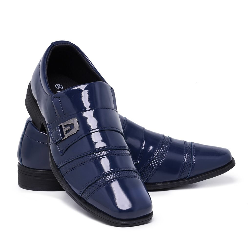 Sapato Social Masculino 703 Preto Casual Verniz Brilho Moderno Casamento Uniforme