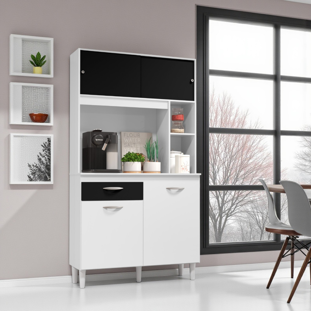 Armário Sala de Jantar Cozinha Compacta Organizador Duda 172x90x35cm Com Gaveta Várias Cores