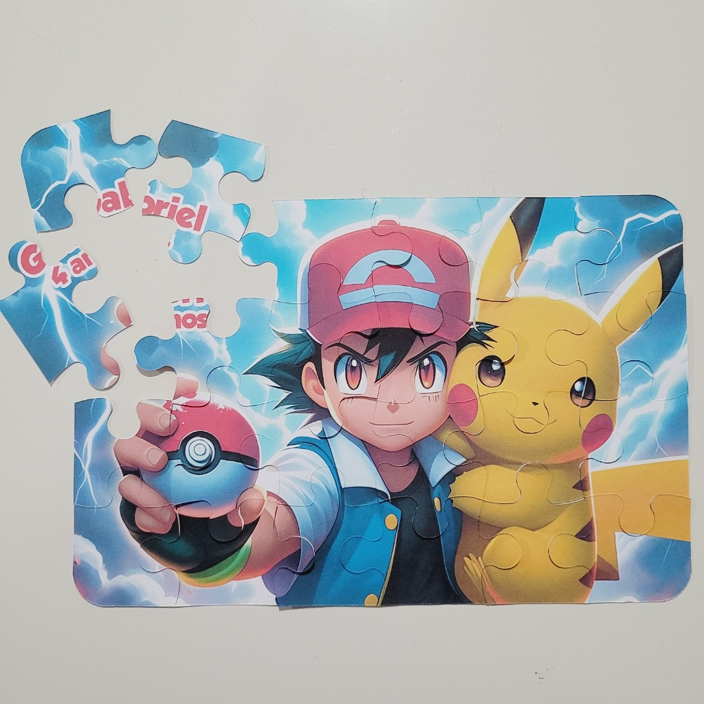 Jogos Quebra-cabeça Personalizado para Lembrancinha de Festa Infantil - Pokemon Pikachu