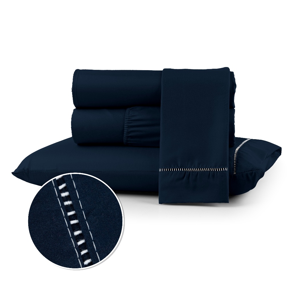 Jogo Lençol Berço Solteiro Casal Queen King Extremo Conforto 400 Fios Micropercal Com Ponto Palito 02 e 03 Peças