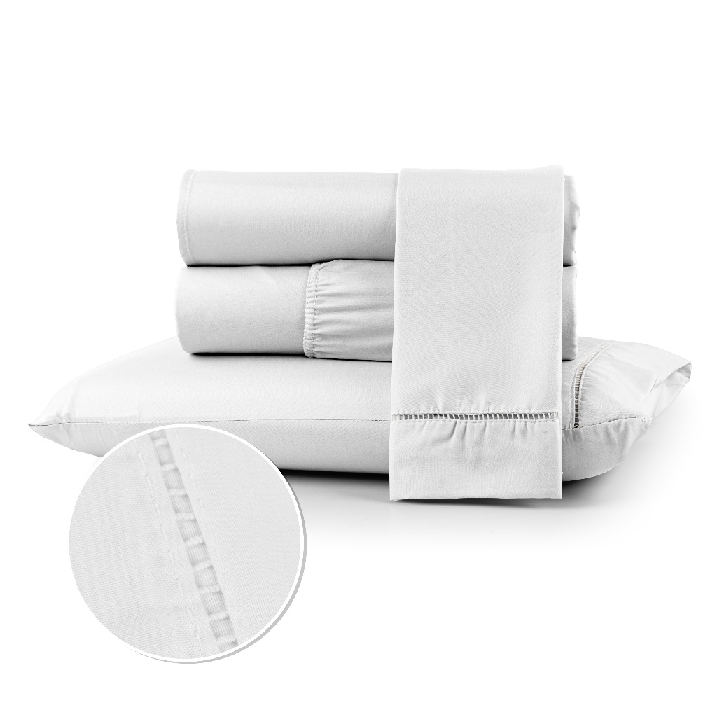 Jogo de Lençol Casal Queen Solteiro King Berço Toque Macio  400 Fios Micropercal Com Ponto Palito