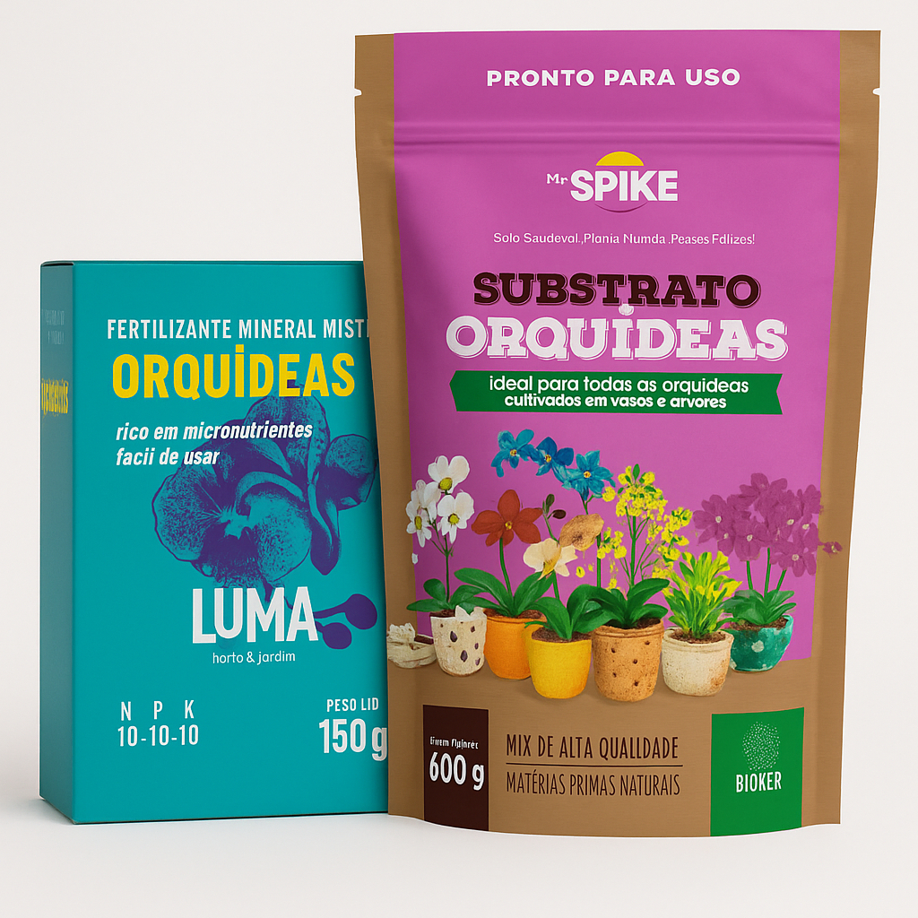 Kit Para Orquídea Substrato e Fertilizante Luma e Mr.Spike