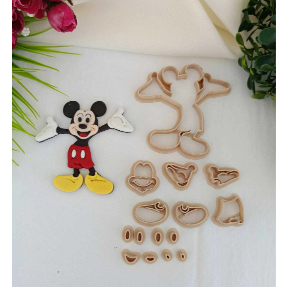 Cortador Mickey Corpo Completo | Biscoitos, Pasta Americana, EVA | Festa Mickey