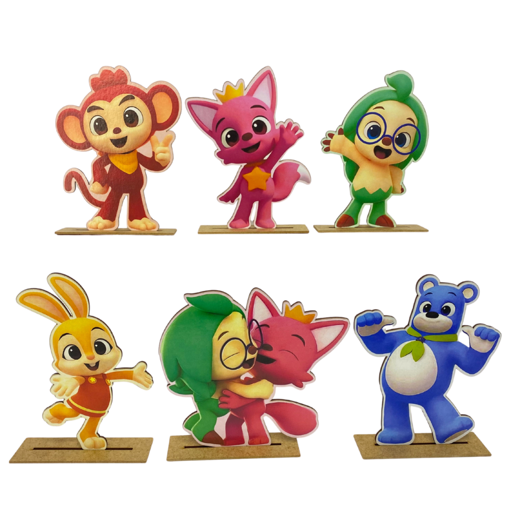 Kit Display de Mesa 6 Peças Para Festa Pinkfong MDF