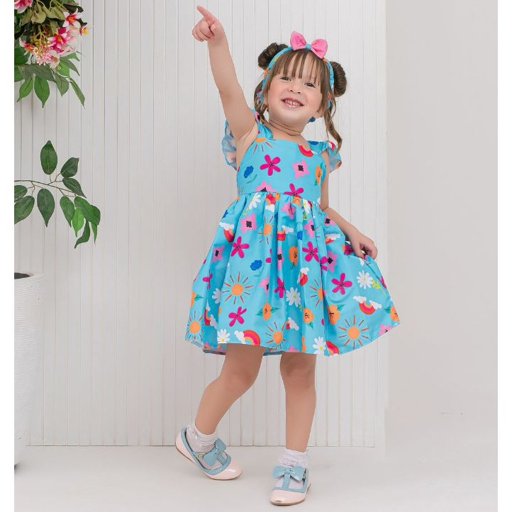 Vestido Menina Infantil + Tiara | 1, 2, 3 ANOS