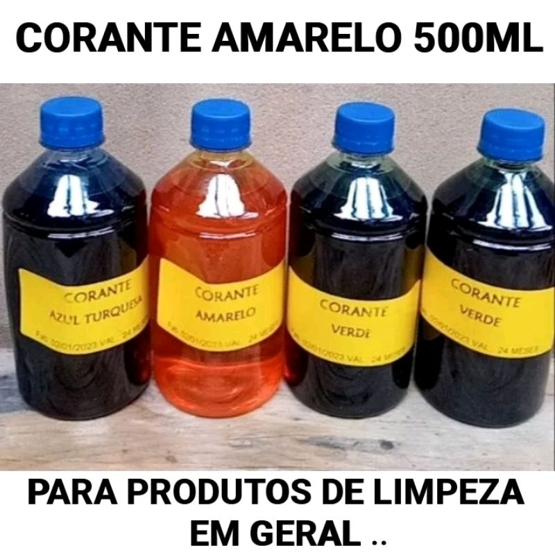 Corante Amarelo 500ML para Sabão Líquido, Detergente, Desinfetante, Amaciante, Difusores, Aromatizadores R3