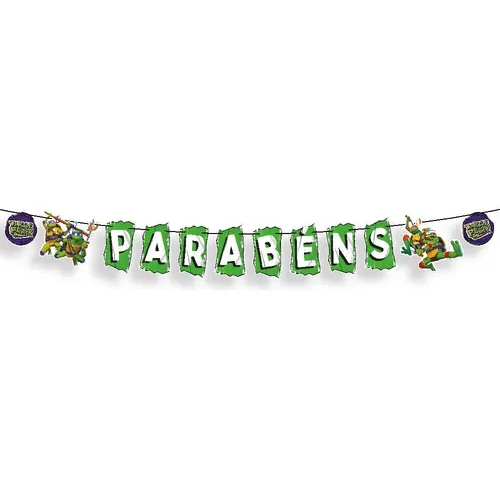 Faixa Decorativa Parabéns - Tema Tartaruga Ninja