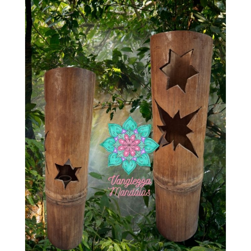 Imagem luminária de mesa bambu - luminária de bambu natural - luminária para quarto - luminária zen