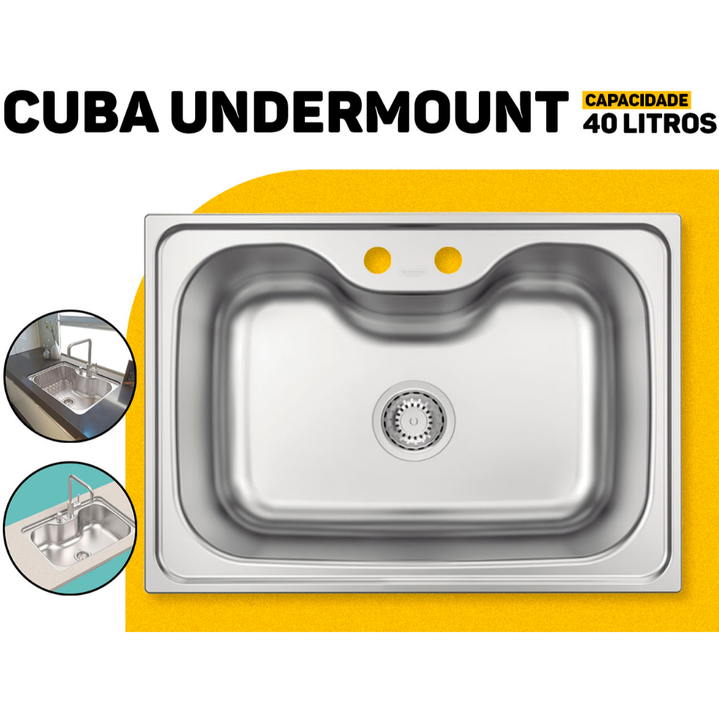 Cuba de Cozinha Inox 69x49cm Morgana Undermount Tramontina de Embutir P/ Bancadas e Cozinhas Gourmet