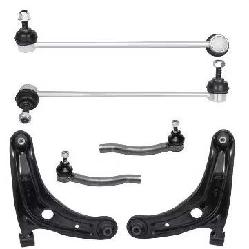 Kit 2 Bandeja com pivô 2 Terminal de Direção 2 Bieleta Honda Fit 2003 a 2008