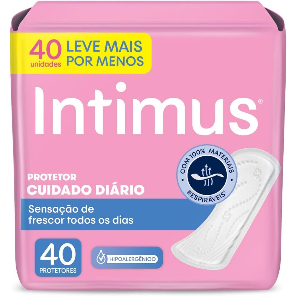 Protetor Diário Intimus Cuidado Diário Sem Abas Sem Perfume Leve 40 Pague 35 Unidades