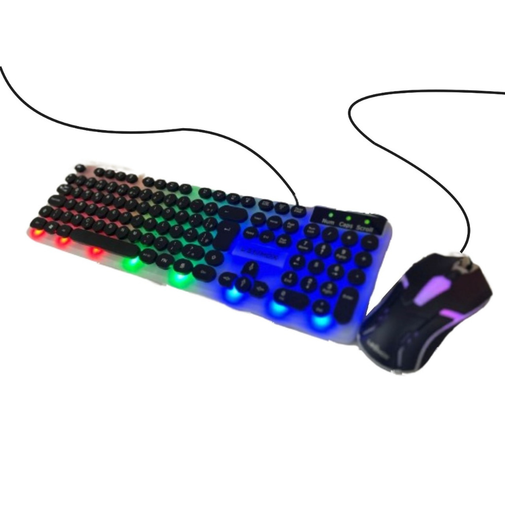 Kit Teclado e Mouse com Fio Gamer Lehmox LEY-2075 LED Colorido USB Iluminado Alta Performance Ergonômico Design Moderno