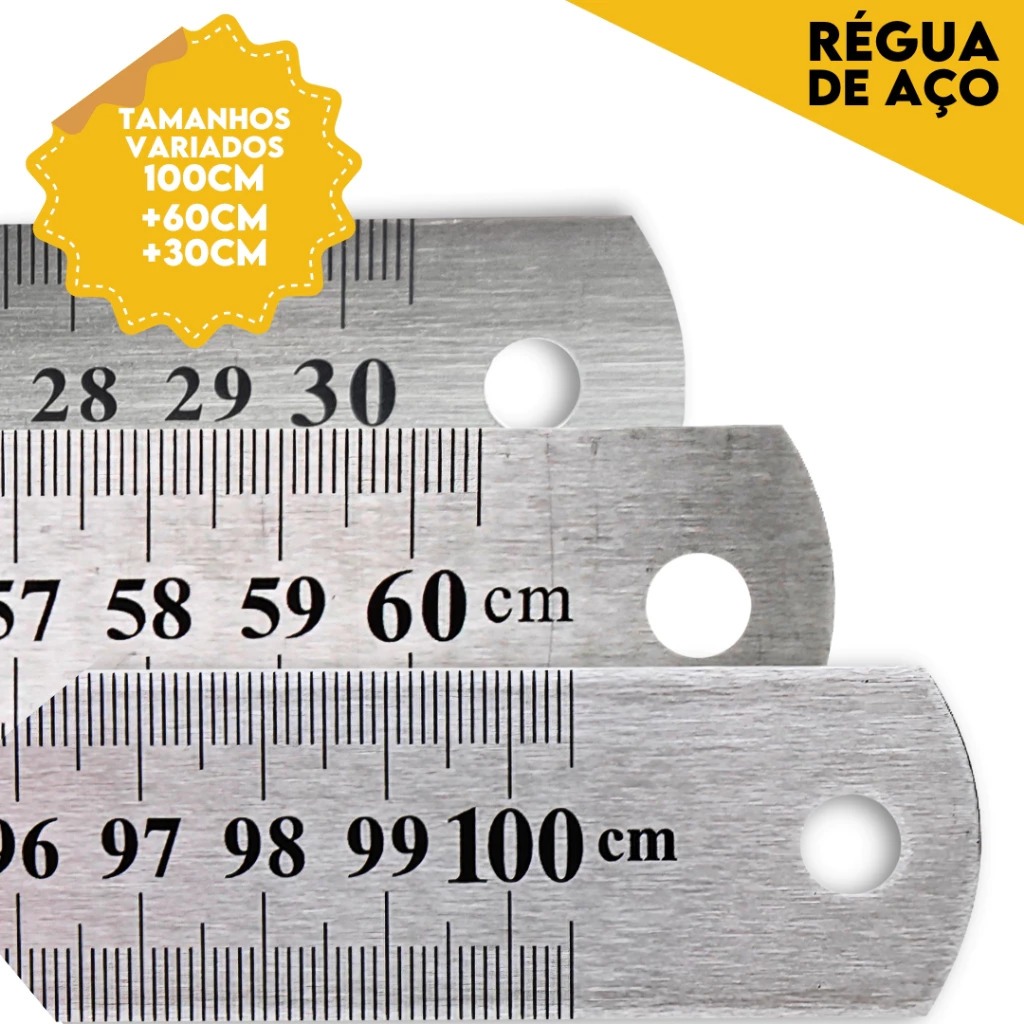 Régua De Metal -- Patchwork -- Aço Inox -- 30 Cm/ 60 Cm/ 1 Metro