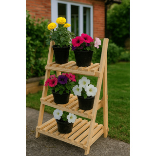 Jardineira Estilo Floreira Vertical 3 Prateleiras Madeira Natural em Oferta na Shopee