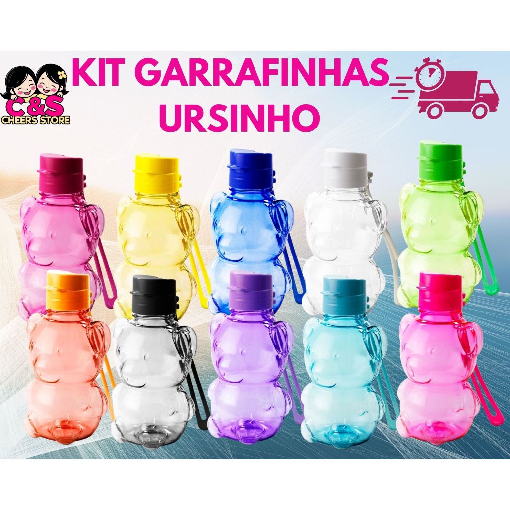 Kit 02 garrafinhas Squeeze URSINHO 400ml ,Garrafas de agua ,escola, lembrancinha ,festa ,evento em Oferta na Shopee