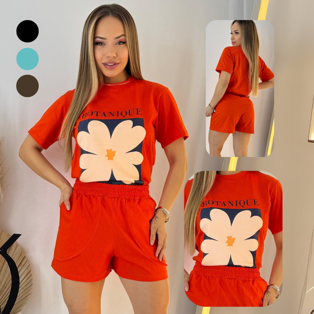 Conjunto Feminino Estiloso Confortável 100% Algodão Malha Premium