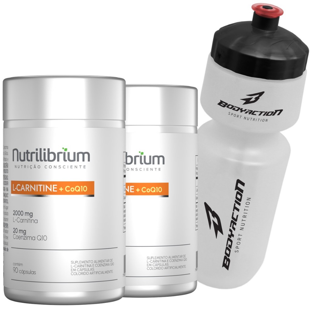 Kit 2x L-carnitina + Coenzima Q10 180 Caps 2000mg + Squeeze - Bodyaction - Health
