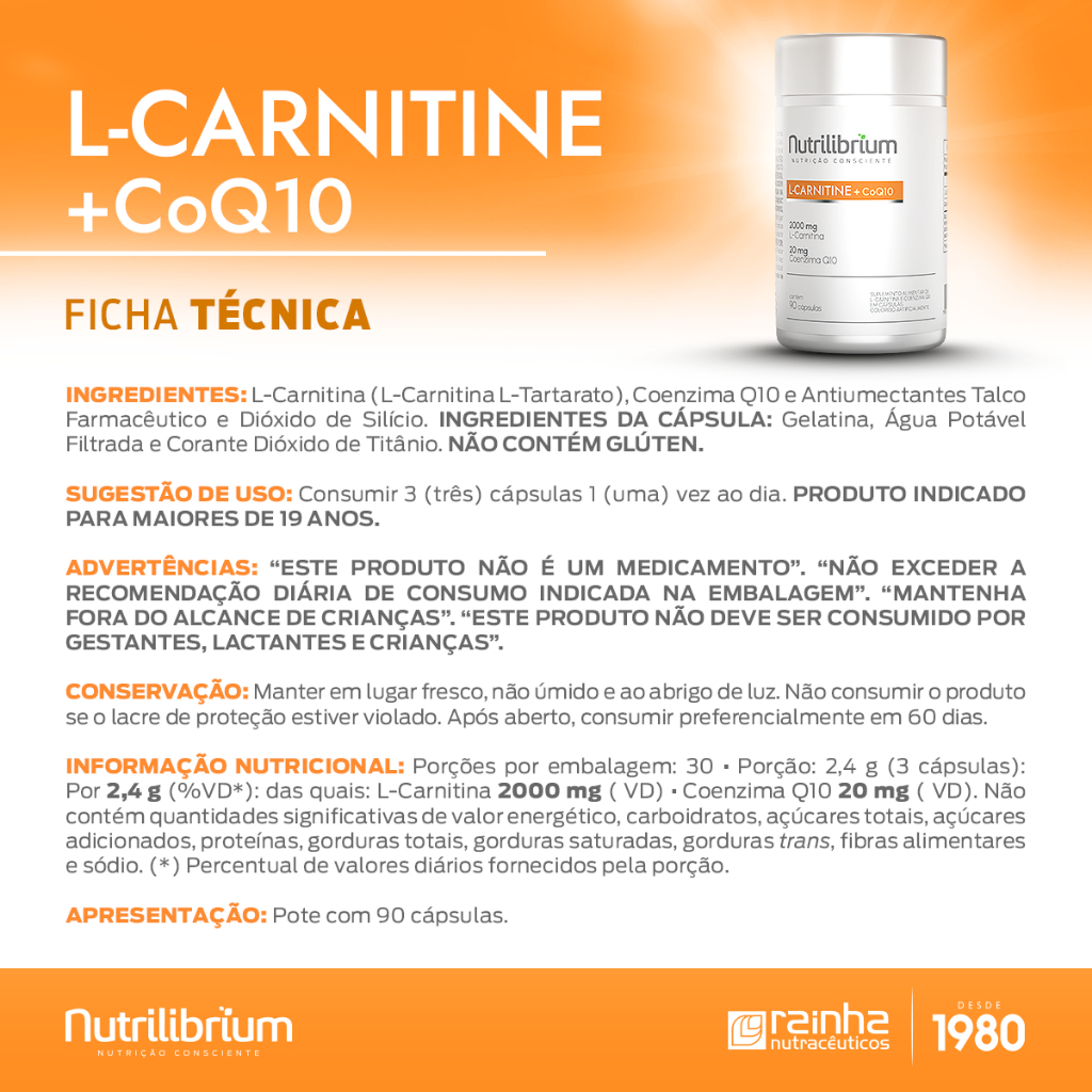 Detalhes do Kit 2x L-carnitina + Coenzima Q10 180 Caps 2000mg + Squeeze - Bodyaction